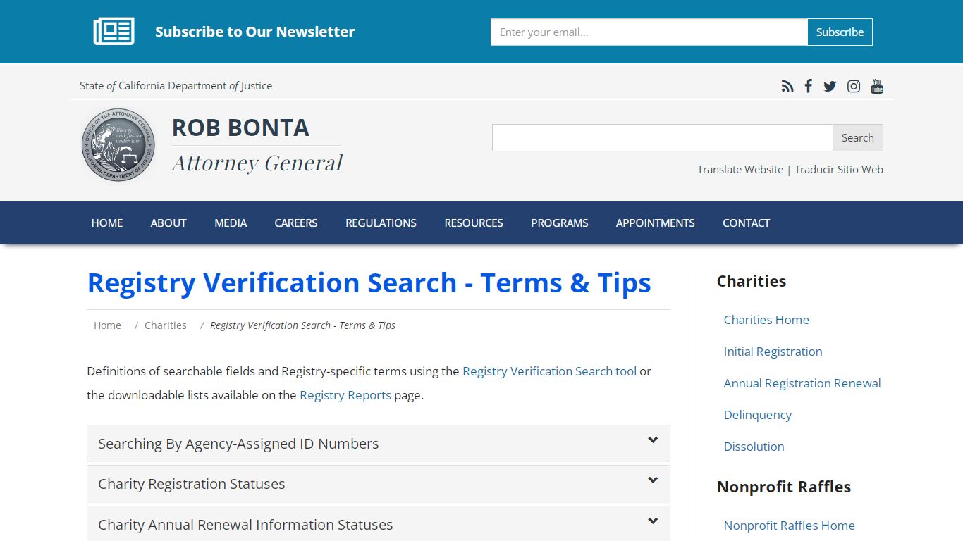 Registry Verification Search - Attorney General of California